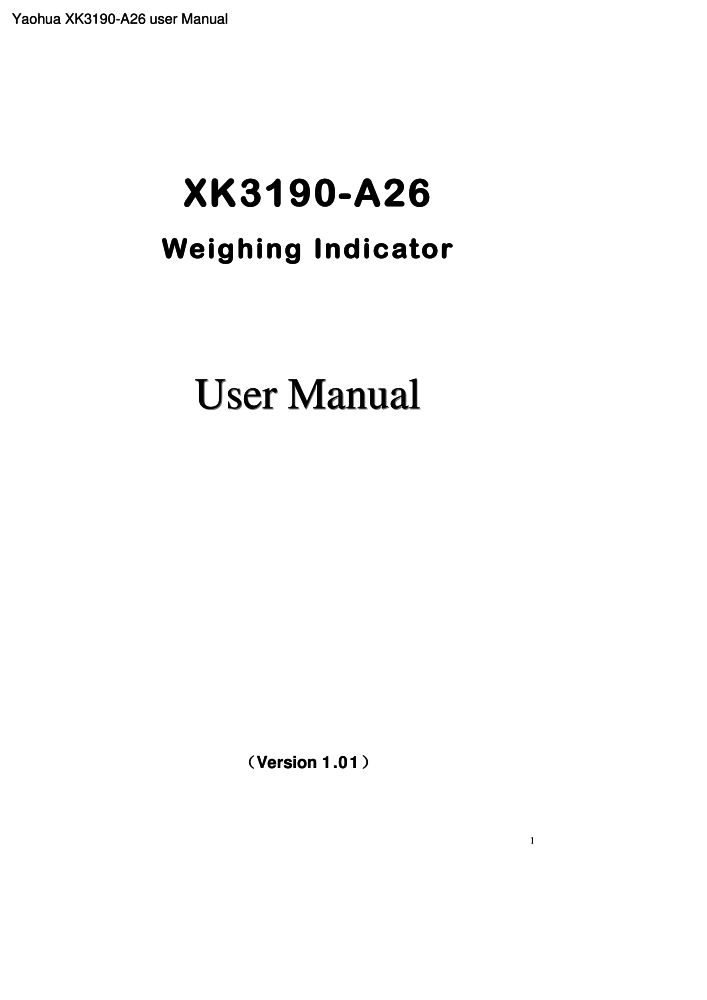 Yaohua XK3190-A26 user manual PDF - The Checkout Tech - Store